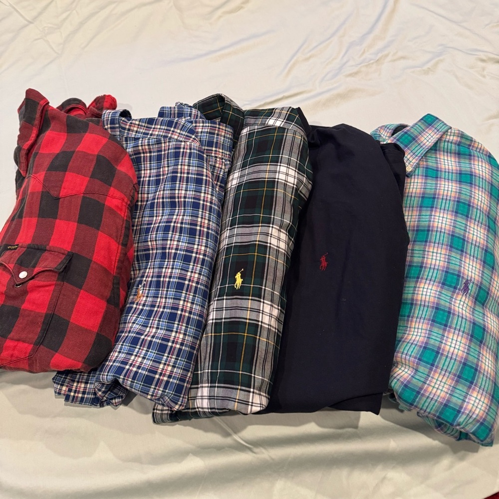 Men's polo Assorted Plaid and Solid Shirts